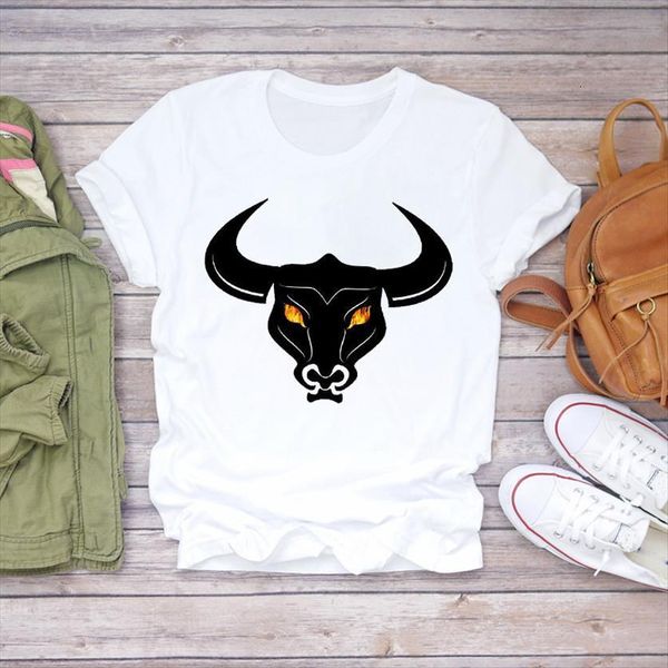 

cartoon heifer bull funny womens t shirts animal fashion short sleeve lady women print ladies graphic female tee shirt, White
