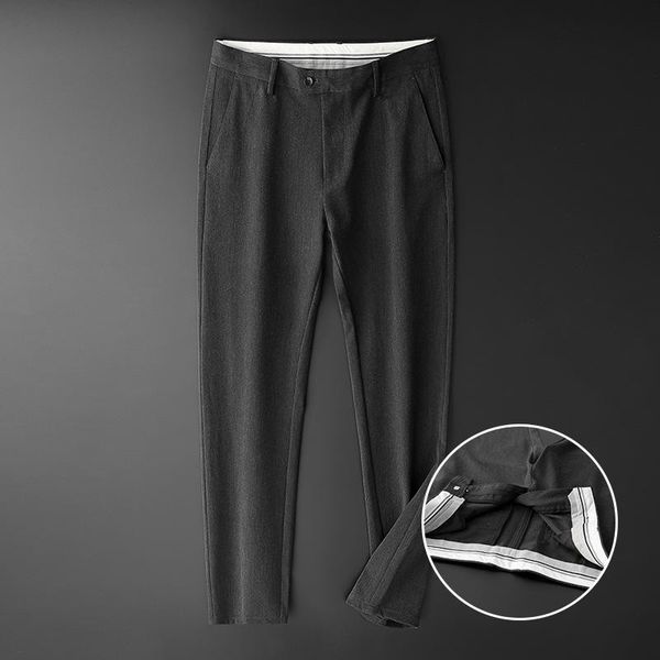 

men's pants brand autumn winter for men business casual loose long trousers male stretch straight plus size clothing 40 42, Black
