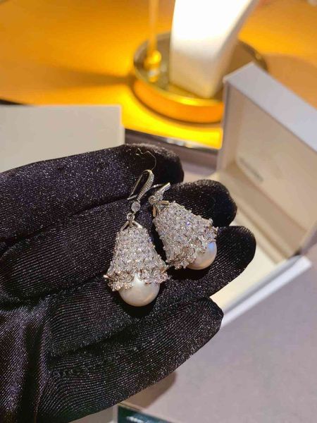 

d stud japanese earrings pearl with s925 silver ear nails 30, Golden;silver
