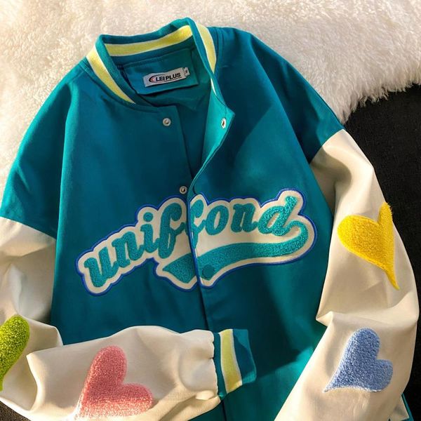 

women's jackets korean coats women jacket streetwear 2021 spring autumn harajuku port style baseball uniform couple loose clothes, Black;brown