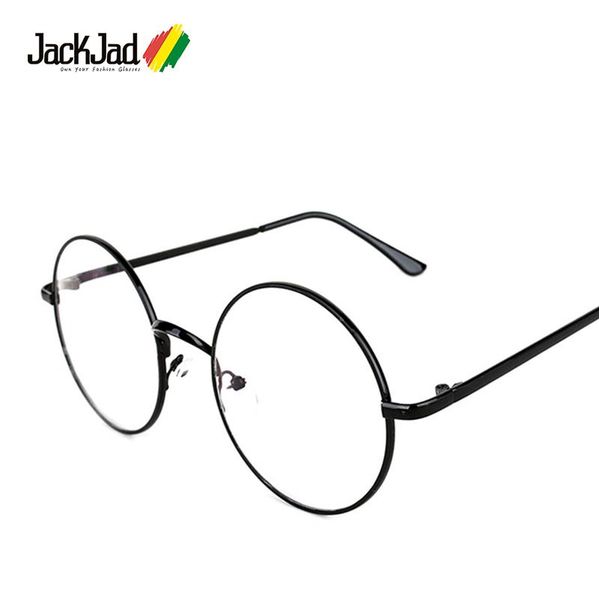

fashion sunglasses frames jackjad 2021 women round metal plain glasses eyewear vintage classic retro myopia optical frame oculos de grau, Black