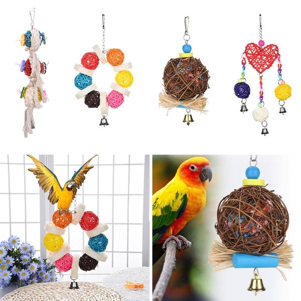 

other bird supplies parrot toys hanging standing chewing rack bead ball with bells pigeon birds cage accessories pet
