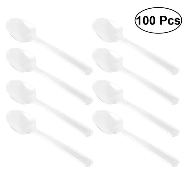 

spoons 100 pcs mini transparent disposable flatware for jelly ice cream dessert appetizer