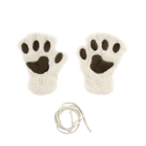 

disposable gloves sofe women winter mittens cute claw fluffy bear novelty warm plush lady half finger
