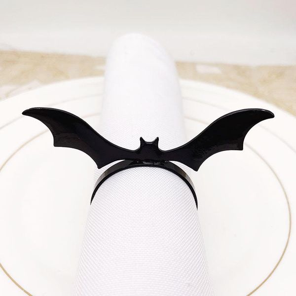 

napkin rings 8pcs/lot halloween ring black three-dimensional bat button holiday party deskdecoration