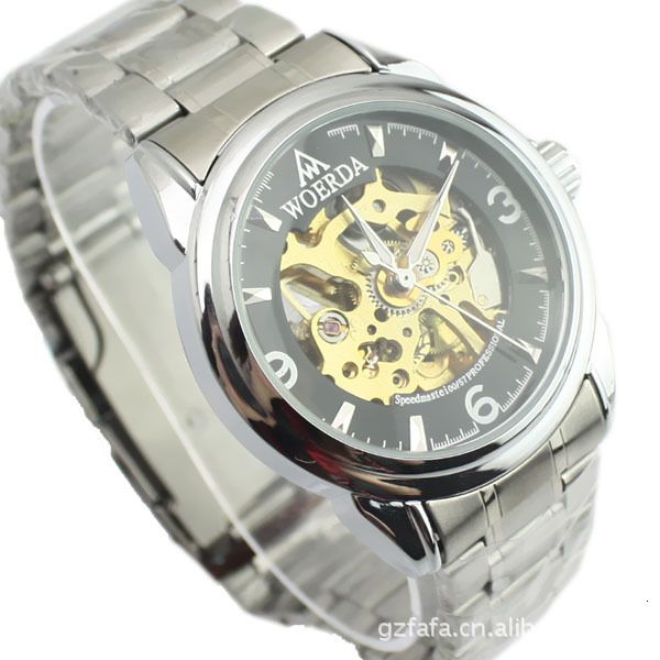 

watch automatic mechanical watch men's fashion, Slivery;brown