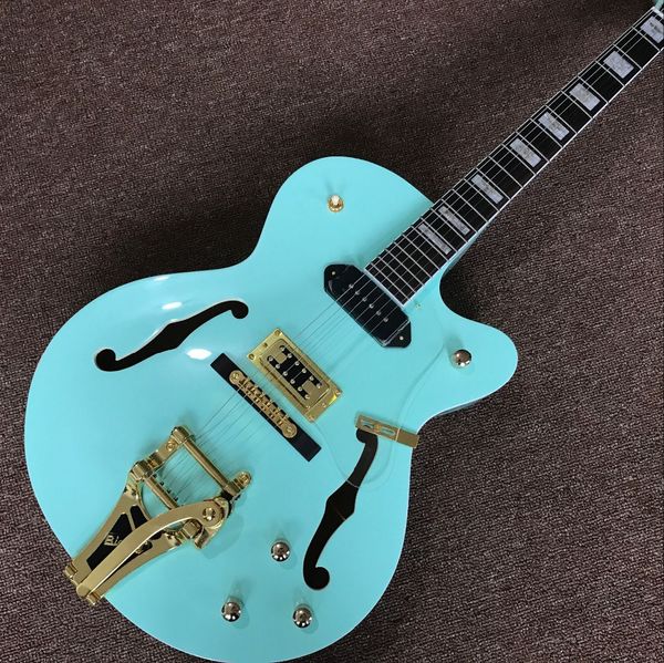 

custom shop,f hollow body jazz electric guitar,blue color .pickups