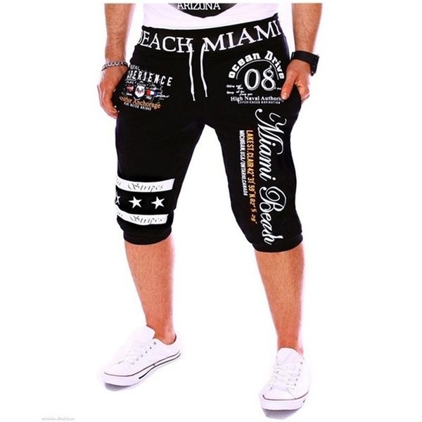 

zogaa men casual shorts clothes streetwear joggers fitness drawstring elastic waist letterprinting mens short plus size xxs-4xl 210806, White;black
