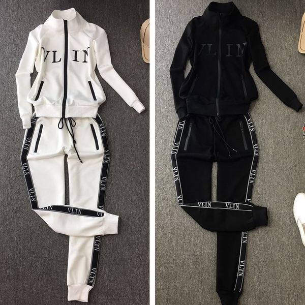 

tracksuits fashion sport suit high end sportswear women's autumn leisure cardigan long sleeve two piece slim european, Gray