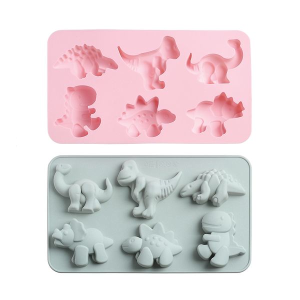 Ferramentas de dinossauro dos desenhos animados das crianças molde de suplemento de alimentos 6 grades diferentes formas de silicone DIY Sabonete Handmade