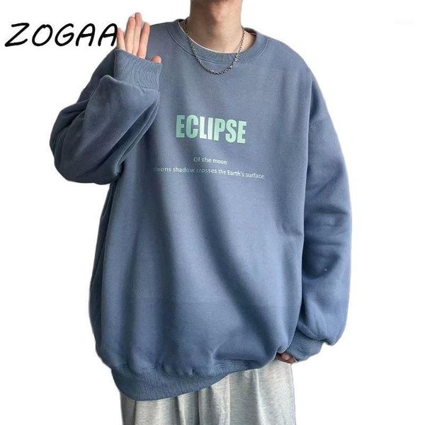 

men's hoodies & sweatshirts zogaa pullover round neck sweatshirt sportswear warmth printing harajuku casual streetwear jacket top, Black