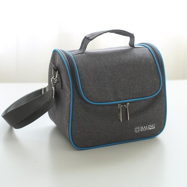 

lunch bag fashion gray-blue minimalist thermo insulated casual travel picnic thermal box organizer, Blue;pink