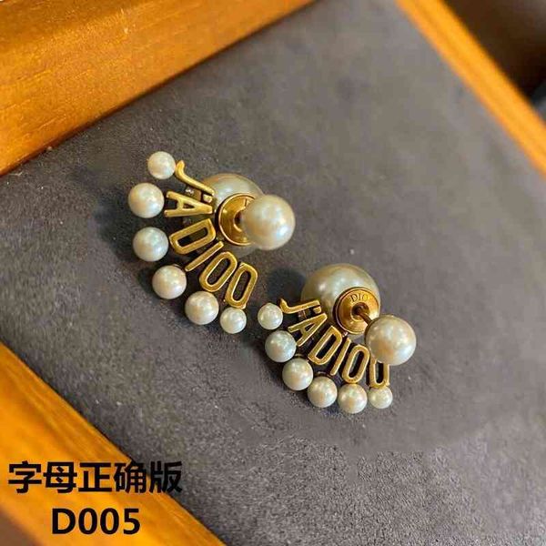 

70% off 925 silver needle sector pearl earrings new fashion simple versatile letter earrings for women 01