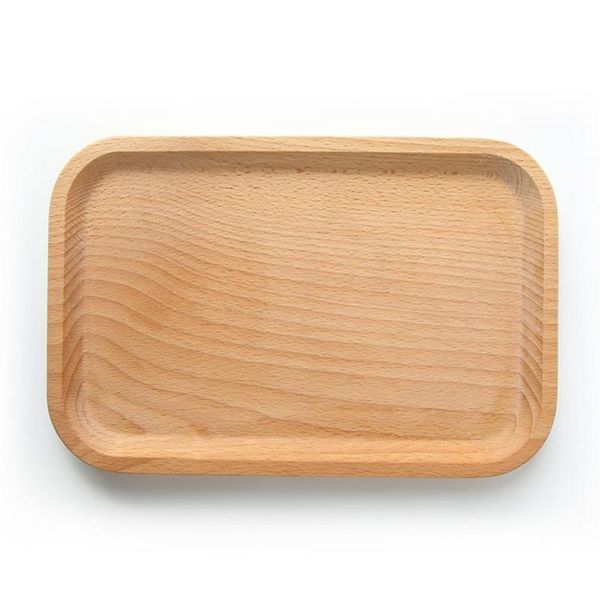 

kitchen storage & organization 1/3 pcs solid beech wood rectangular dinner plate western round corners snack dessert serving tray