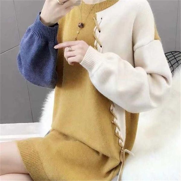 

women's sweater casual dress trumpet sleeve lotus female sleevewomen stand-up collar long bottoming dresses 211110, Black;gray