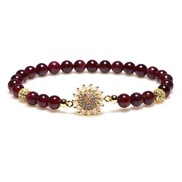 

fashion crystal diamond flower garnet lady beaded bracelet couple gift, Black