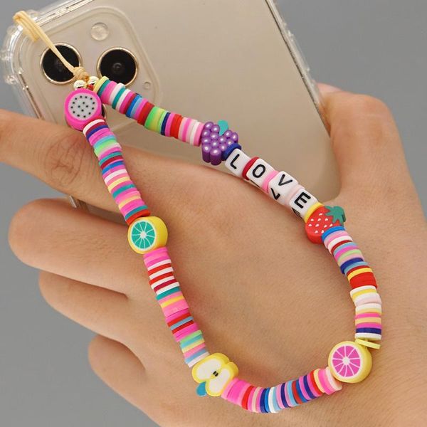 

keychains trendy colorful women universal string beaded mobile phone chain anti-lost handmade acrylic cord lanyard for girls, Silver