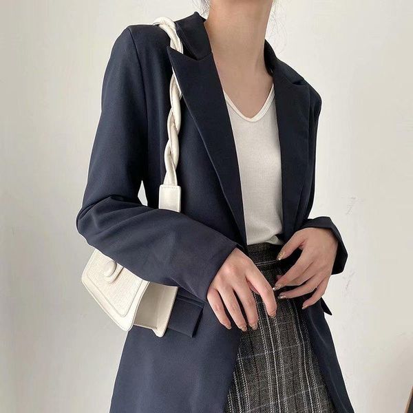 

women's suits & blazers spring autumn korean version solid color loose suit y2k fashion casual single-breasted temperament coat streetw, White;black