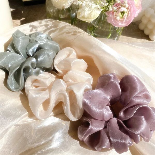 2021 Spring Silk Rosa Scrunchie Gren Pinkir Corda Elastic Hair Band Mulheres Rabotail Hair Anel de Cabelo Goma Gravatas