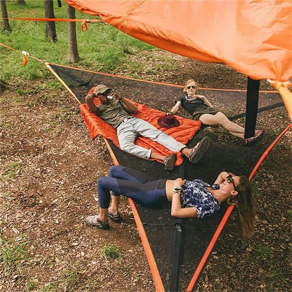 

tents and shelters mutil-person hammock- 3 point design portable hammock camping hanging chair nylon outdoor equipment triangle aerial mat