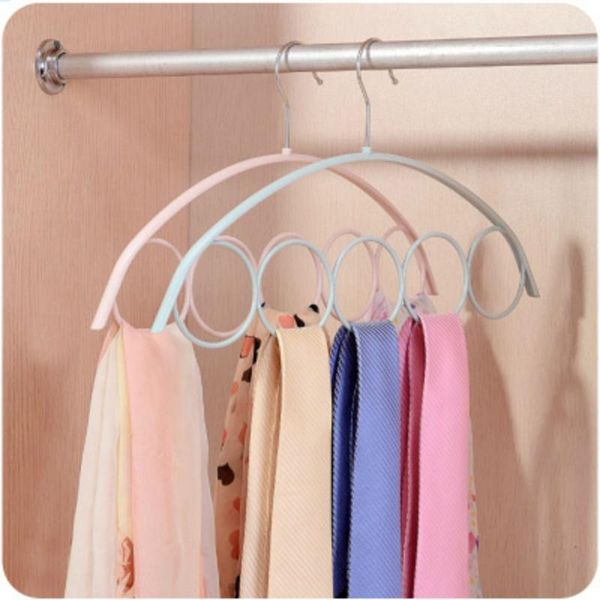 

hooks & rails 5 hole ring rope slots holder storage racks for closet wardrobe hook scarf wraps hanger ties belt scarves organizer 1pc