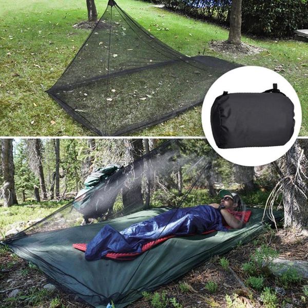 

mosquito net travel camping tent foldable triangle travel, outdoor, portable mesh black netting