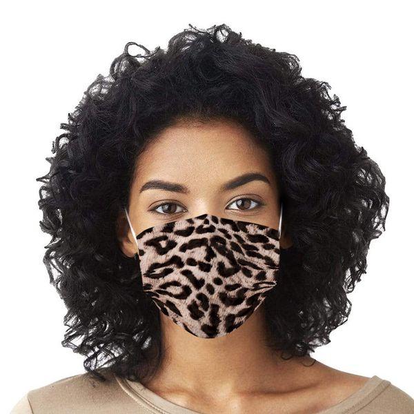 

leopard color printing disposable flat mask three layer solution spray fabric