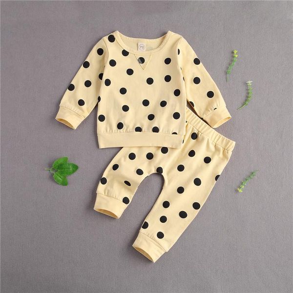 

clothing sets 2021 baby polka dot pants 2pcs kids boys girls born set, White