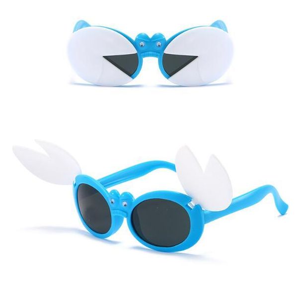 

cartoon baby flip crab sunglasses oval shades lovely kids party eyeglasses small round children sun glasses uv400, Blue