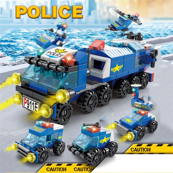 

147 PCS 6 IN 1 City Police Series Building Blocks Set Kids Educational Toys Mini Figures Toys Enlighten Brick Children Boy Block