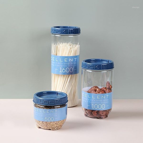 

storage bottles & jars 500/1000/1600ml food container plastic kitchen refrigerator noodle box multigrain tank transparent sealed
