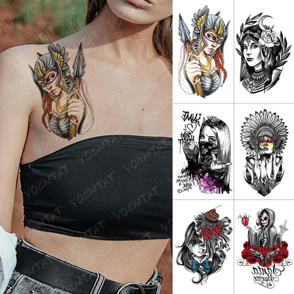 

temporary tattoos waterproof tattoo sticker goddess of war flash tribe cool girl body art arm water transfer fake women