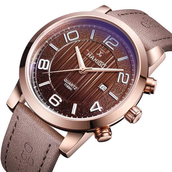 

wristwatches reloj 2021 man watches water resistant simple leather strap automatic date calendar quartz movement sports glass sapphire watch, Slivery;brown