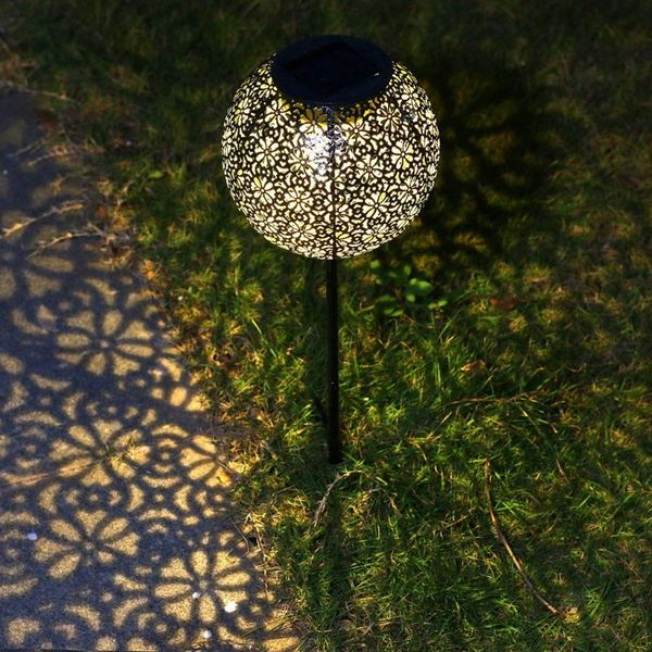 

solar garden decoration light lantern powered pathway lights outdoor waterproof metal lawn yard ornament #20 lamps