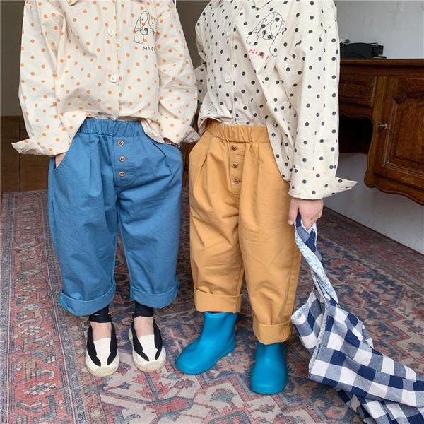 

trousers 2021 girls boys long pants fashion autumn kids 2-7 years, Blue