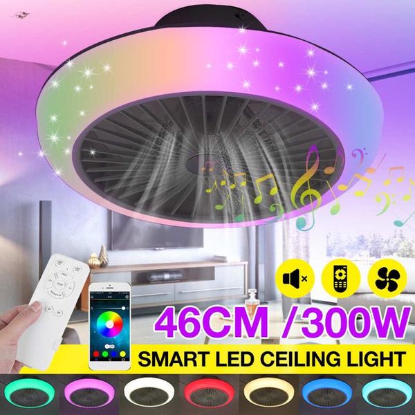 

ceiling fans 300w 46cm rgb led fan lights app remote control 3-wind adjustable speed dimmable light for living room