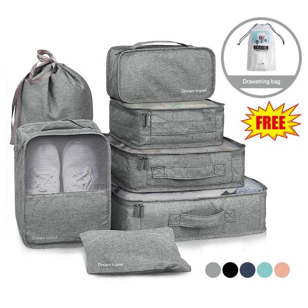 

storage bags 7pcs waterproof portable travel clothes shoes underwear suitcase organizer closet divider container