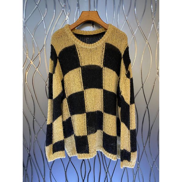 

color matching plaid loose sweater womens clothing winter new european american and french style fashion all-matching 9cc, White