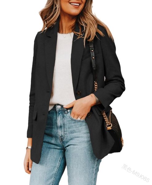 

women's suits & blazers women fall fashion solid color loose single breasted lapel suit casual jacket lugentolo, White;black