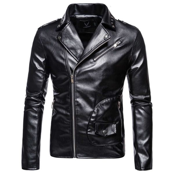 

men's jackets men leather and coats male good quality slim fit pu moto biker style large size 5xl t3ju, Black;brown