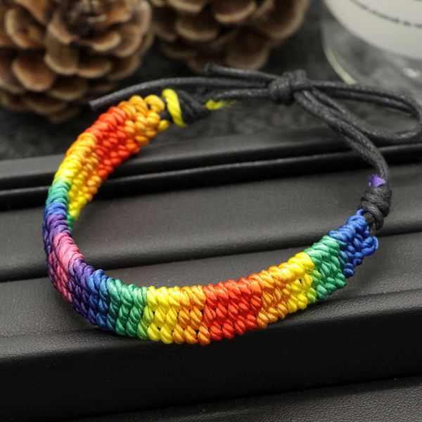 

hand catenary selling same-colorful rainbow woven bracelet, Black