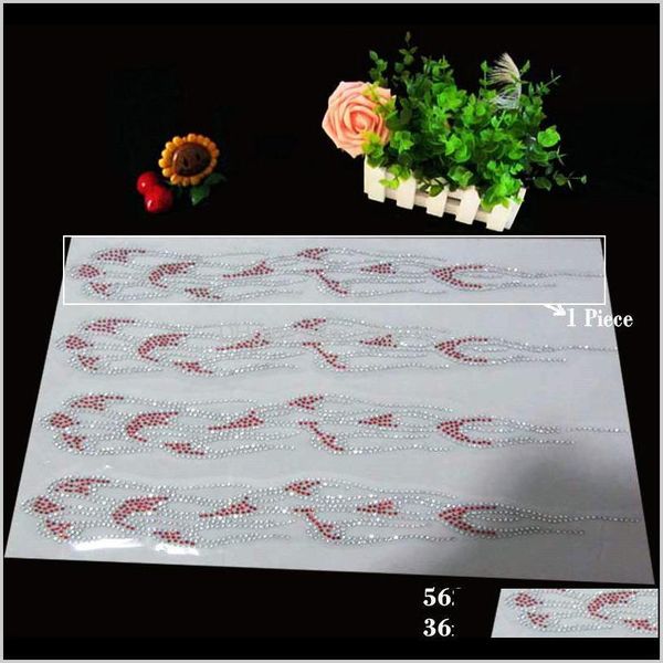 

sewing notions tools apparel drop delivery 2021 flame border pattern rhinestone iron on fix crystal and red diamante t shirt lace motif 32pc, Black