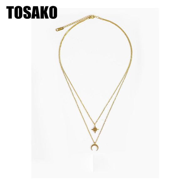 

pendant necklaces tosako necklace stainless steel gold plated pendants sweater chain minimalism star moon, Silver