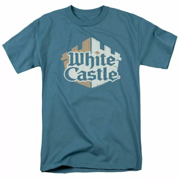 

white castle torn logo t shirt mens licensed hamburger tee slate, White;black