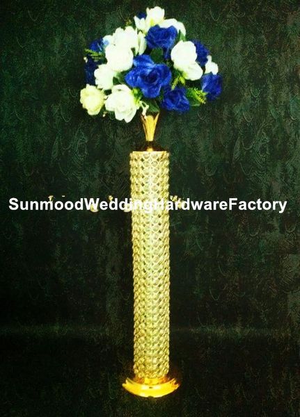 

party decoration metal tall crystal flower pot cylinder vase for wedding