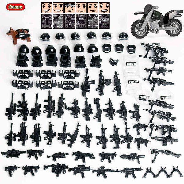 Oenux New City SWAT Mini Police Soldiers Figure Building Block militare Forza speciale Esercito con armi Block Brick Toy For Kid Y1130