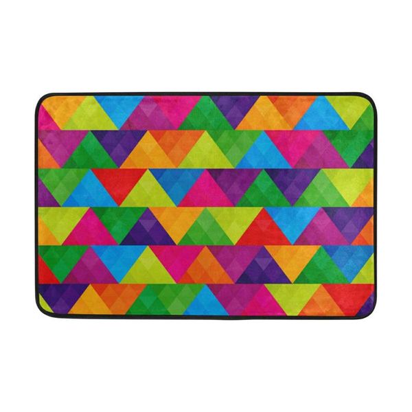 

carpets abstract triangles rainbow pattern bathroom mat anti-slip absorbent doormat rug 40*60cm polyester fabric floor room carpet
