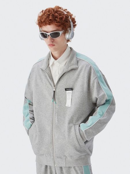 

men side stripe patched tape jacket m6sy#, Black;brown