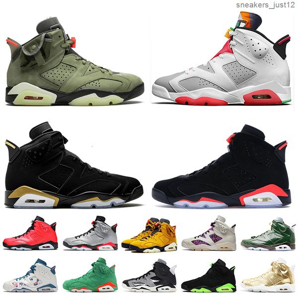 

travis retro basketball shoes jumpman 6 6s hare dmp black infrared gatorade mens trainers sports sneakers big size us 13
