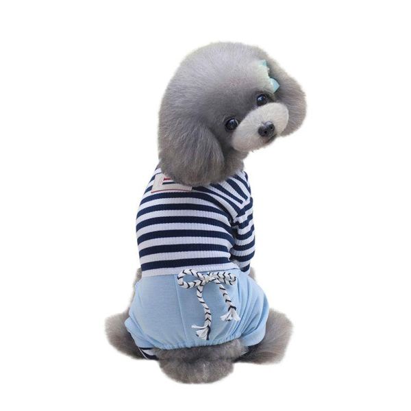 

dog apparel soft cotton clothes jumpsuits rompers striped pajamas pet